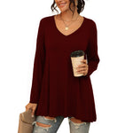 Womens Casual Flattering Long Sleeve Dressy Casual Comfy Blouse Loose Fit Flowy Tunic Tops