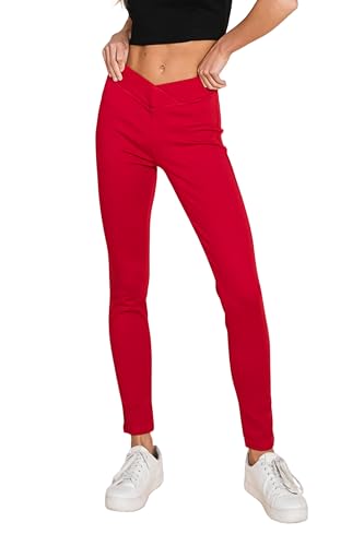 Womens Jeans - Stretch Workout Crossover V Back Leggings for Women Crossover High Waisted Pants