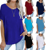 Womens Oversized Tops Crew Neck Short Sleeve T Shirts