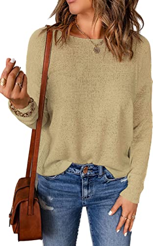 Women's Drop Shoulder Pullover Sweater Tops