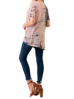 MINT PLUS PINK Women Casual Summer Tie Dye Tunic T-Shirt and Top/Womens Short Sleeve Blouses