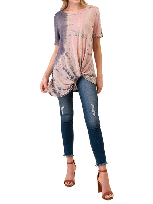 MINT PLUS PINK Women Casual Summer Tie Dye Tunic T-Shirt and Top/Womens Short Sleeve Blouses