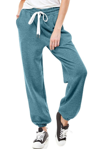 Women's High Waisted Yoga Fit Lounge Trousers Jogger Sweatpants | Workout Gym Loose Fit Pockets Trousers | Plus Size Lounge Pant | Exercise Joggers Elastic Pants Jade