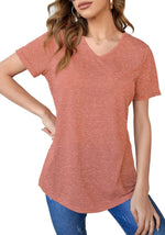 MINT PLUS PINK Womens Short Sleeve V Neck Tops Casual Blouses and Basic Tee T-Shirts