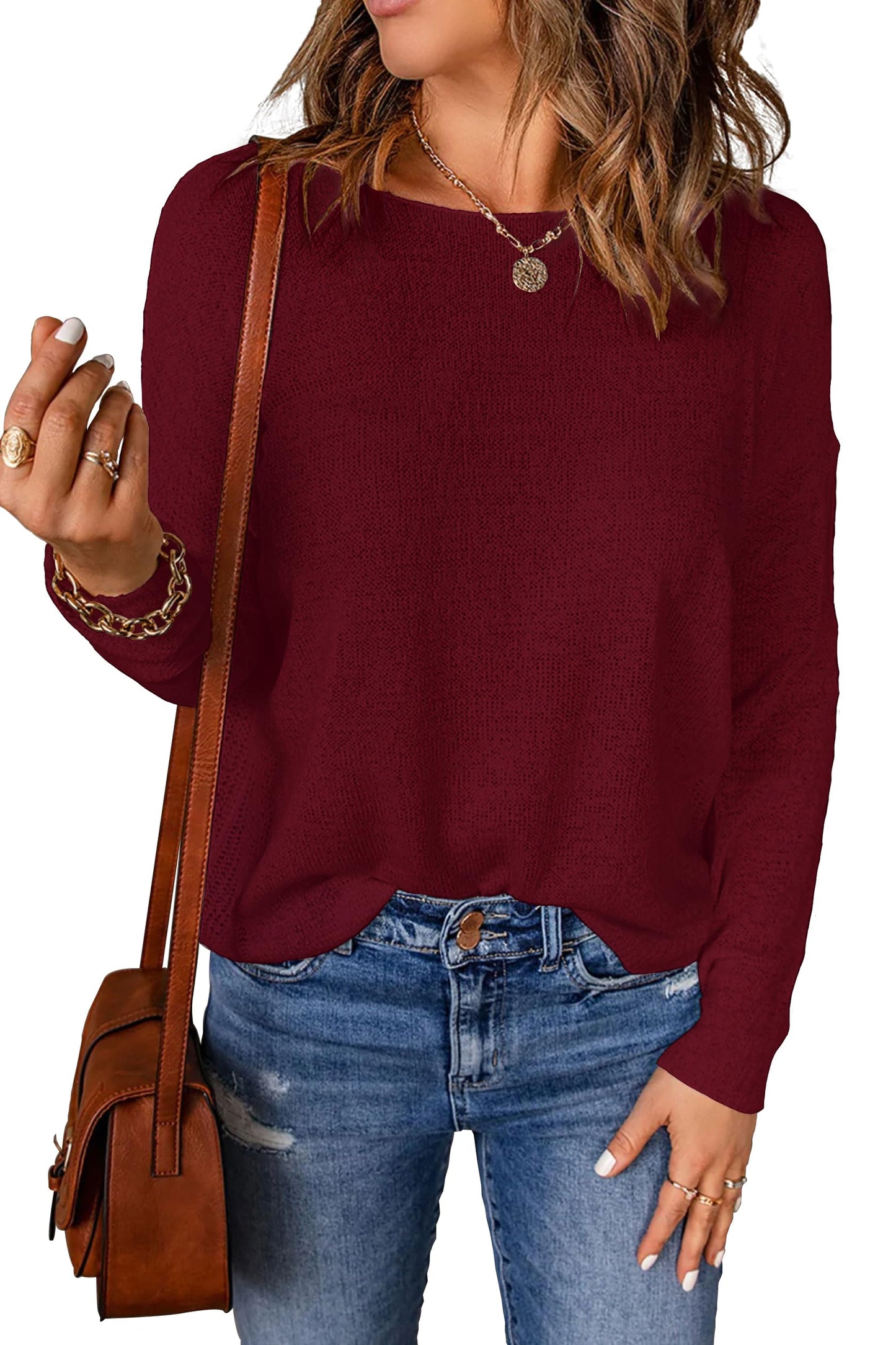 Women's Drop Shoulder Pullover Sweater Tops