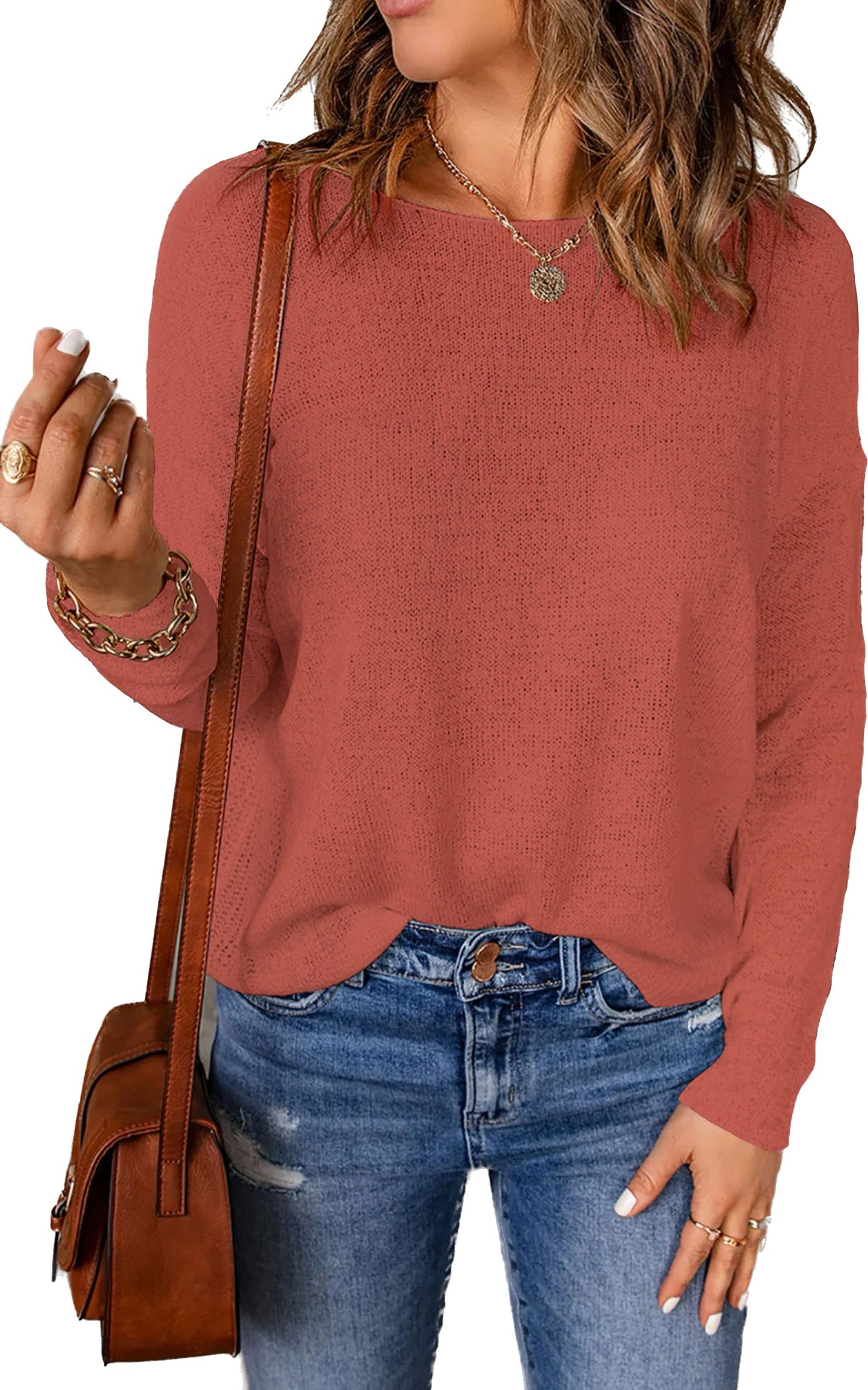 Women's Drop Shoulder Pullover Sweater Tops