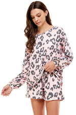 MINT PLUS PINK Women's Two Piece Pajama Heart Print Pjs Shirt and Elastic Shorts Loungewear Set with Pocket