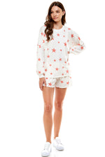 MINT PLUS PINK Women's Two Piece Pajama Heart Print Pjs Shirt and Elastic Shorts Loungewear Set with Pocket