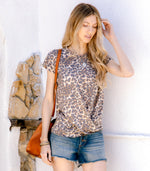 Women's Casual Summer Loose Leopard Floral Print Twist Knot Comfy Plus Size Top Short Sleeve Tee