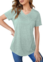 MINT PLUS PINK Womens Short Sleeve V Neck Tops Casual Blouses and Basic Tee T-Shirts