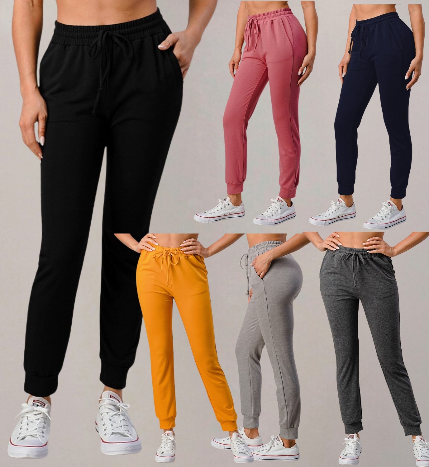 Mint Plus Pink Women's High Waisted Sporty Gym Athletic Fit Jogger Sweatpants