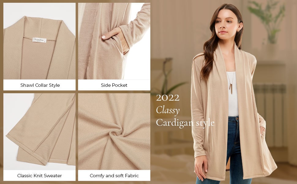 Women's Casual Lightweight Open Front Cardigan and Soft Basic Drape Long Sleeve Sweater Coat (S-3XL)