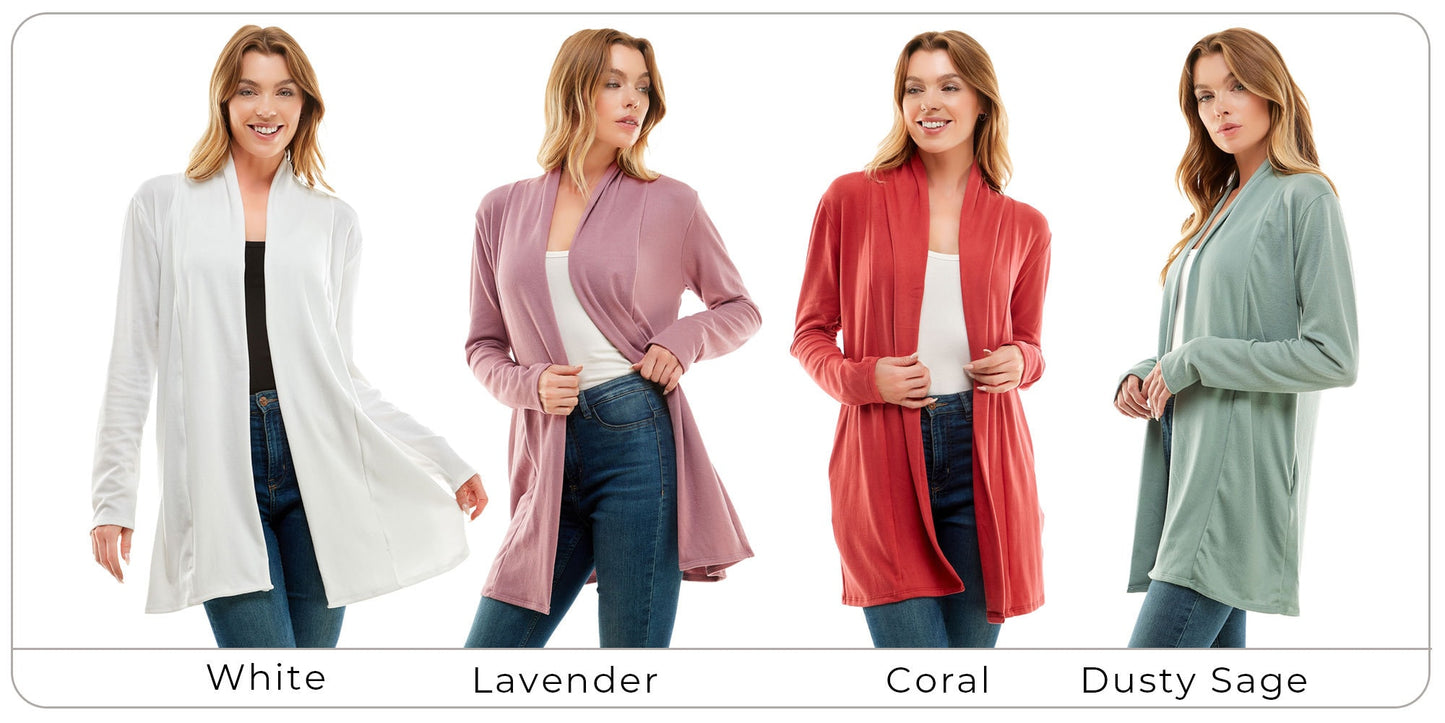 Women's Casual Lightweight Open Front Cardigan and Soft Basic Drape Long Sleeve Sweater Coat (S-3XL)