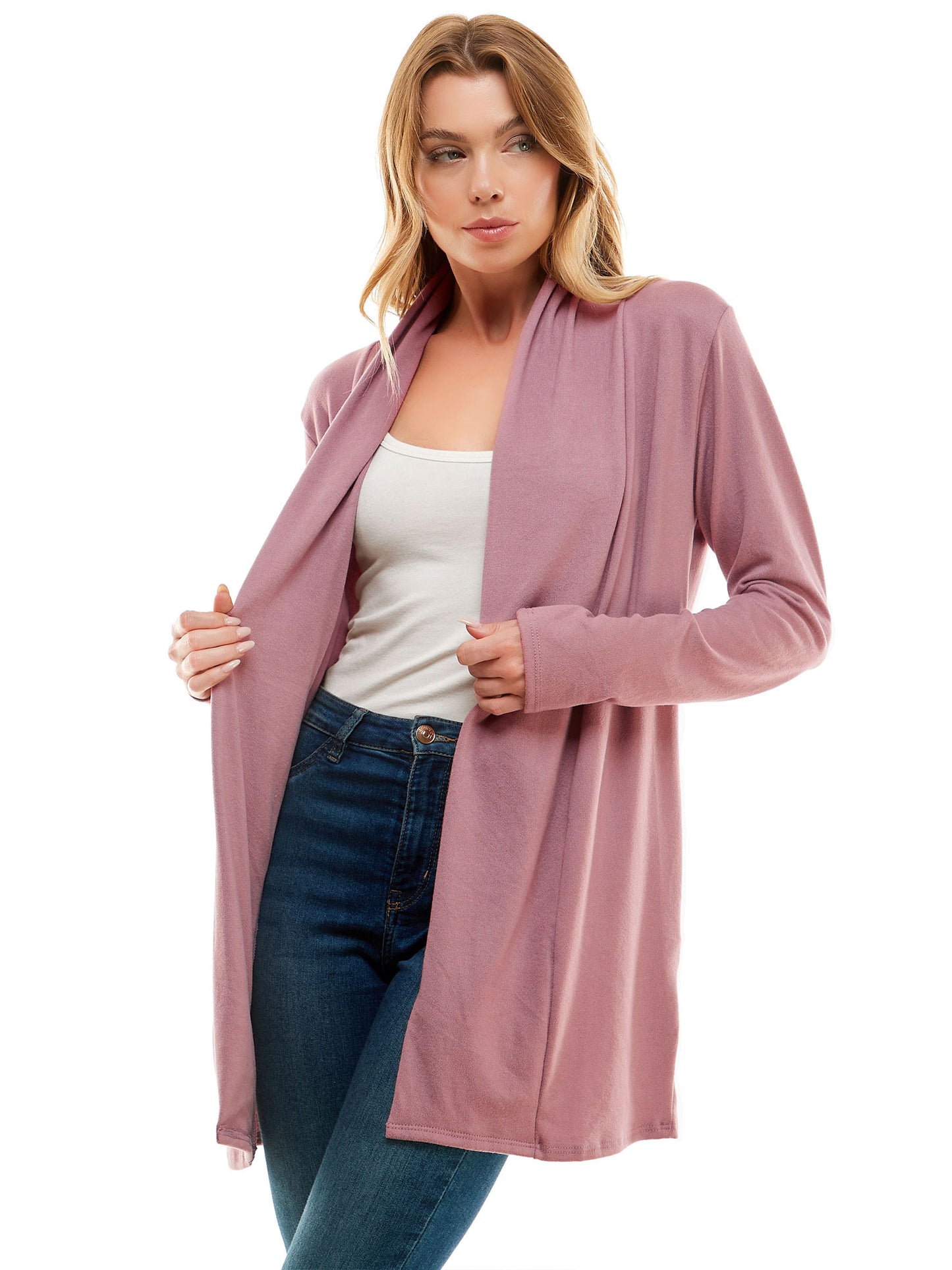 Women's Casual Lightweight Open Front Cardigans with Pockets and Formal Thin Kimono Duster Sweater Cardigan