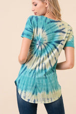 Mint Plus Pink - Hand Made Tie Dye C-Neck Top - Elevate Your Style with Unique Handcrafted Fashion