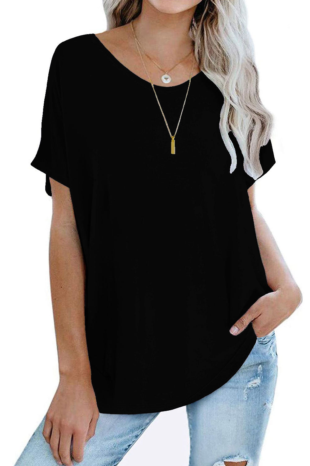 Womens Oversized Tops Crew Neck Short Sleeve T Shirts