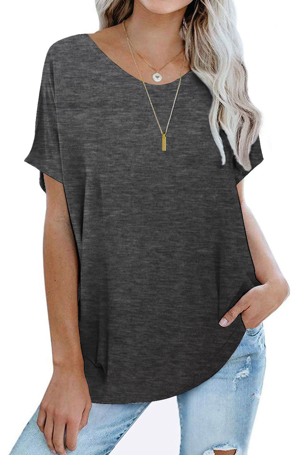 Womens Oversized Tops Crew Neck Short Sleeve T Shirts