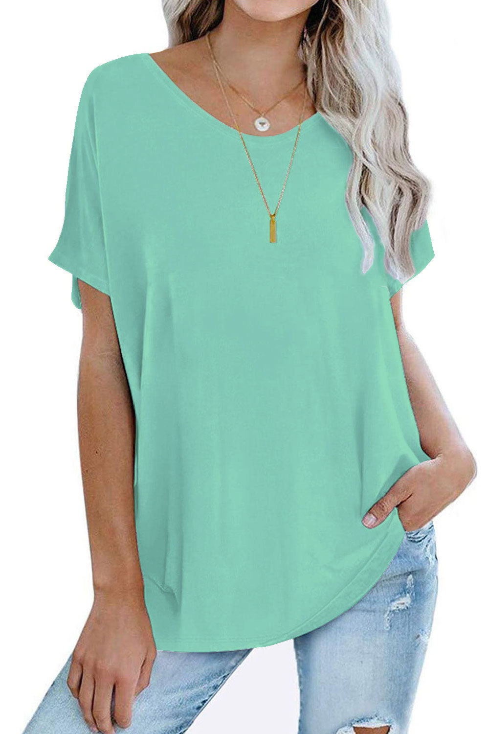 Womens Oversized Tops Crew Neck Short Sleeve T Shirts