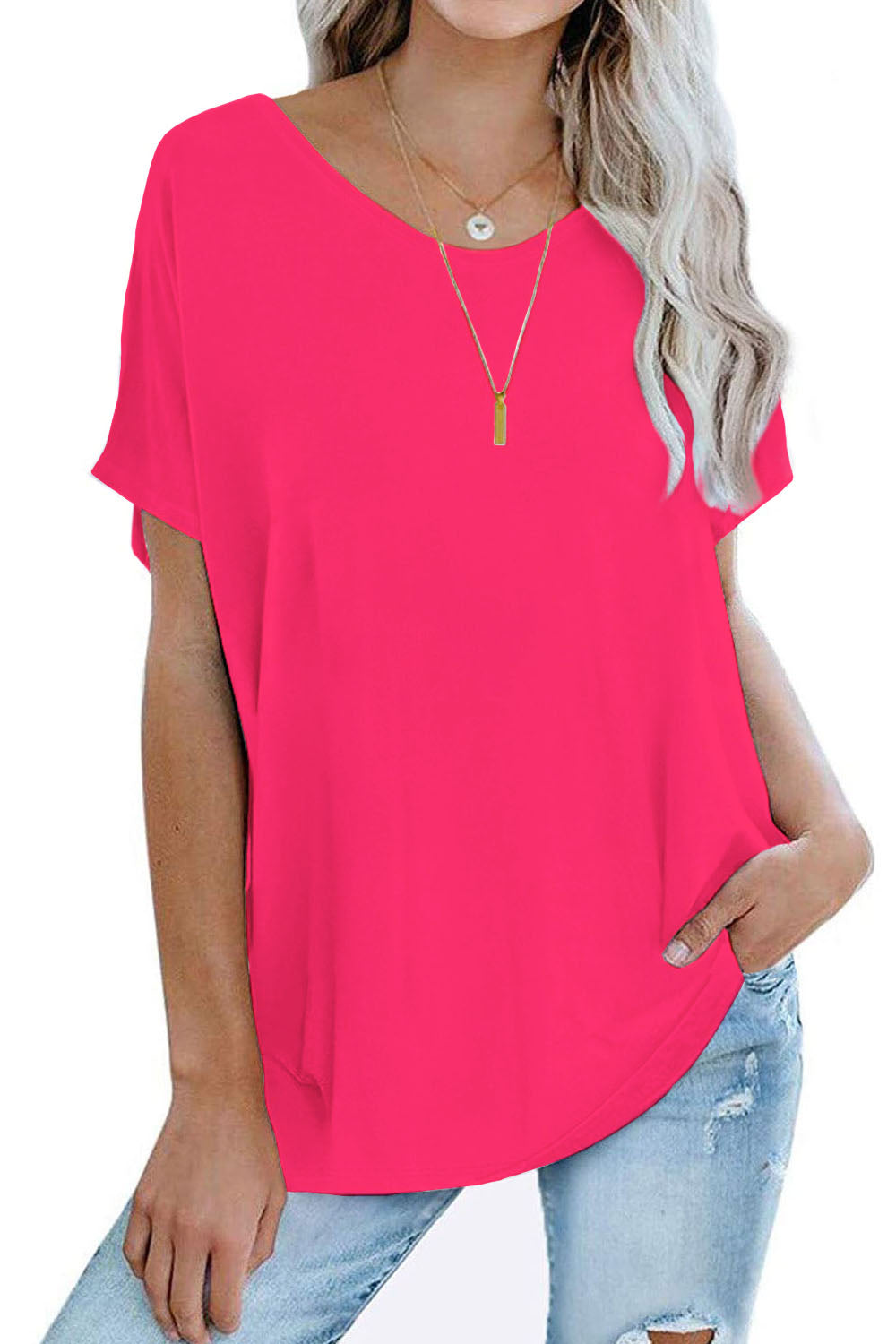 Womens Oversized Tops Crew Neck Short Sleeve T Shirts