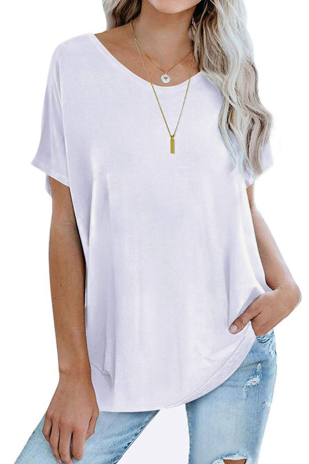 Womens Oversized Tops Crew Neck Short Sleeve T Shirts