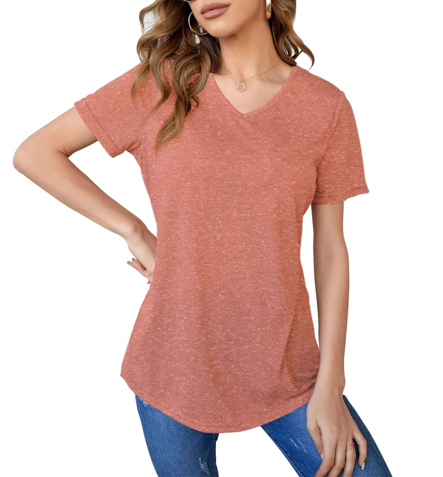 Womens Short Sleeve V Neck Tops