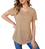 Womens Short Sleeve V Neck Tops