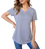 Womens Short Sleeve V Neck Tops