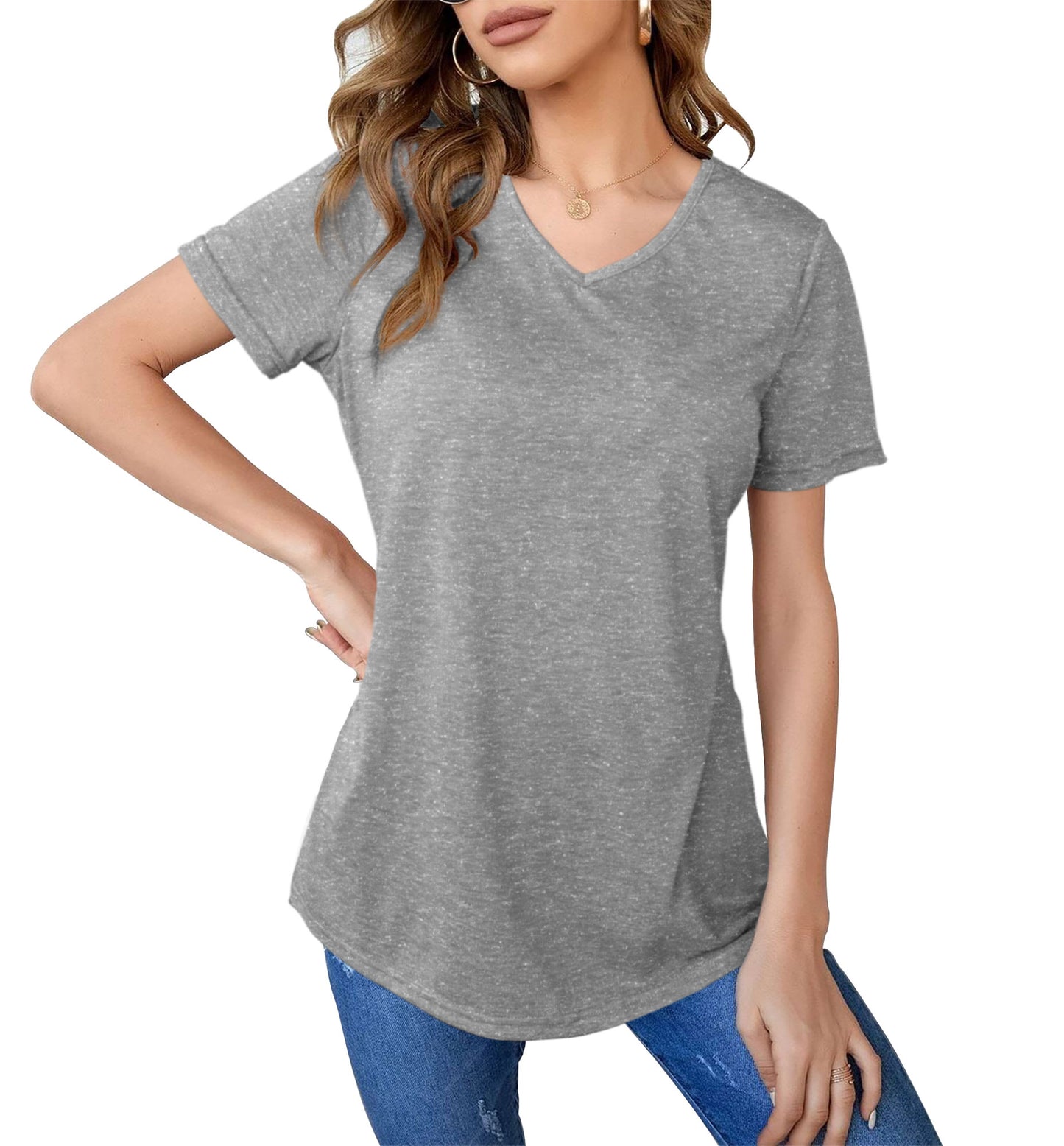 Womens Short Sleeve V Neck Tops