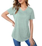 Womens Short Sleeve V Neck Tops