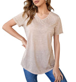 Womens Short Sleeve V Neck Tops