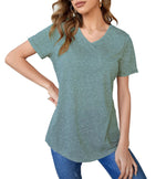 Womens Short Sleeve V Neck Tops